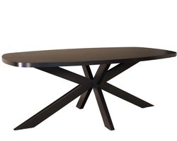 Eettafel Leco deens ovaal 200cm zwart melamine ovale tafel eetkamertafel