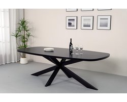 Eettafel Leco deens ovaal 240cm zwart melamine ovale tafel eetkamer