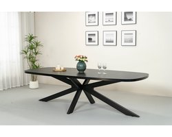 Eettafel Leco deens ovaal 270cm zwart melamine ovale tafel eetkamer