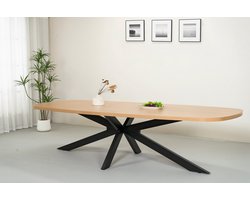 Eettafel Leco deens ovaal 300cm eiken melamine ovale tafel eetkamer
