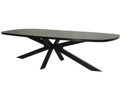 Eettafel Leco deens ovaal 300cm zwart melamine ovale tafel eetkamertafel