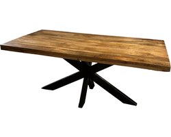 Eettafel - Mangohout - Rechthoek - 160x90x76cm - Spinpoot Metaal