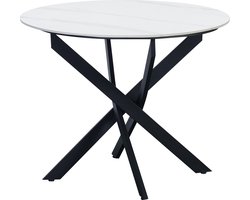Eettafel - Marmerlook - Wit - Rond - 4 Personen - Voor Binnen en Buiten