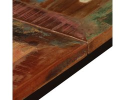 Eettafel Massief Hout - Keukentafel Eetkamer - Gezellig Tafelen - Gerecycled Materiaal Wieltjes - 180x90x76 cm - Meerkleurig
