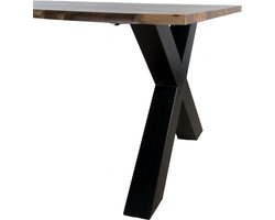 Eettafel Mats 240 cm - x poot - Boomstamblad - Industrieel - 6 tot 8 personen - Keukentafel