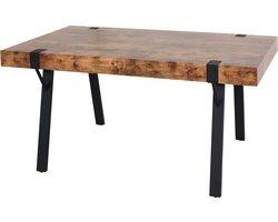 Eettafel MCW-L54, keukentafel eetkamertafel, industrieel metaal 150x90cm ~ donker wild eiken