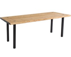Eettafel MCW-L75, eetkamertafel, industrieel massief hout MVG-gecertificeerd 200x90cm, naturel