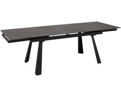 Eettafel MCW-O59, uitschuifbare eettafel, sintersteen metaal uitschuifbaar 160-242x91cm ~ marmerlook grijs