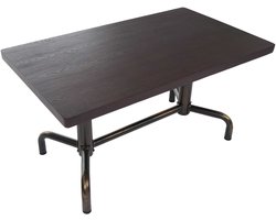 Eettafel MCW-P31, tafel eettafel, industrieel hout 140x80cm ~ donker, bronzen onderstel