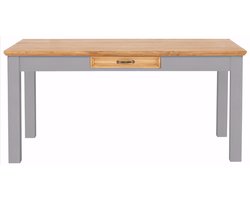 Eettafel met 1 lade in grenen grijs