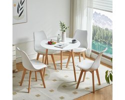 Eettafel met 4 stoelen - Eetgroep Keuken - Samen Eten - Scandinavisch Design - 80 x 80 x 75 cm