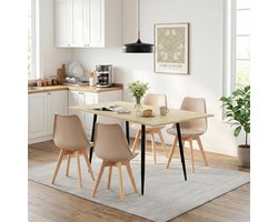 Eettafel met 4 stoelen - Eetgroep set - Samen eten - Uitschuifbare tafel - 160 x 80 x 75 cm