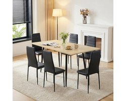 Eettafel met 6 Stoelen - Eetgroep Set - Gezellig Tafelen - Uittrekbare Tafel - 160 x 80 x 75 cm