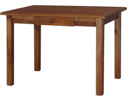 Eettafel met lade - Keukentafel Hout - Gezellig Tafelen - Handgemaakt Grenenhout - 80 x 70 cm - Eikenlook