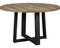 Eettafel Middelburg - MDF/Metaal - Bruin/Zwart - 130x77x130 cm (BxHxD) - 4 tot 6 personen