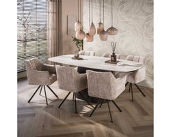 Eettafel Milano Deens ovaal 215 cm - 3D marmer keramiek Taj Mahal