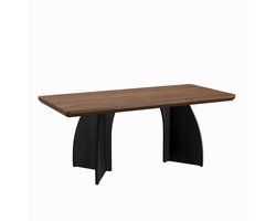 Eettafel - Moderne Eettafel - MDF Tafel - Eetkamertafel - Waterbestendig - Krasbestendig - 4cm Dik Blad - Zwarte Poten - Eetkamer - 160x80cm - 4-6 Personen - Walnootkleur