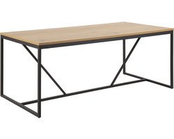 Eettafel Naya 180 x 90 cm – Wild Eiken Look – Zwart Metalen Onderstel – 6-8 Personen
