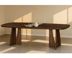 Eettafel Nina Deens ovaal mangohout 260x120 cm - walnoot bruin - Japandi stijl