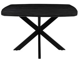 Eettafel NoirSquare 130x130 cm – Vierkante Zwarte Eettafel van Mangohout met Metalen Spinpoot – Industriële Eettafel voor 4-8 Personen – LABEL51 by Industrialhome