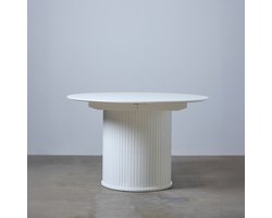 eettafel Nola rond eikenhout uitschuifbaar Ø120-167 cm - wit