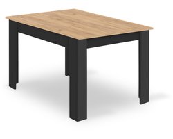 Eettafel NP 120x80 - ARTISAN/ZWART - Modern Design, Kleur: Eiken Artisan Blad en Zwarte Poten, Geschikt voor Keuken, Eetkamer en Woonkamer, 120 x 80 cm
