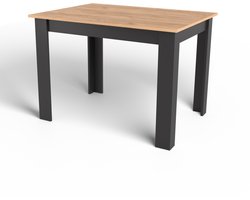 Eettafel NP 120x80 - CRAFT/ZWART - Modern Design, Kleur: Eiken Gold Craft Blad en Zwarte Poten, Geschikt voor Keuken, Eetkamer en Woonkamer, 120 x 80 cm