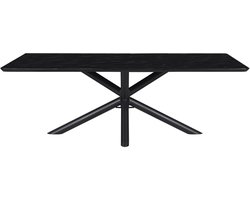 Eettafel Nyborg - MDF / HPL Finish Met Marmerlook Decor - Zwart - 220 x 76 x 100 cm (BxHxD)