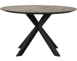 Eettafel Onyx - MDF en Mortex / Metaal - Antraciet / Zwart - 130x78x130 cm (B x H x D) - Donkergrijze Sierpleister Look