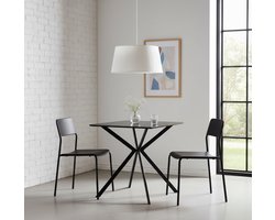 Eettafel “Oslo” – Moderne Rechthoekige Eettafel 78x78x75 cm – Zwart MDF & Metaal – Compact Design voor 2 Personen – Stijlvolle Keuken- en Woonkamertafel NoviHome