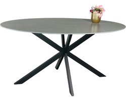 Eettafel ovaal 160cm Figo marmerlook grijs ovale tafel steen