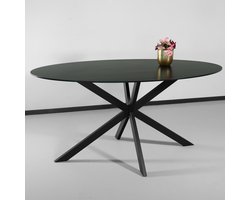 Eettafel ovaal 160cm Figo marmerlook zwart ovale tafel steen