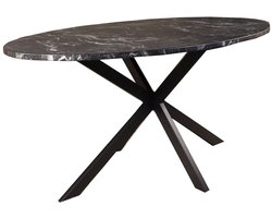 Eettafel ovaal 160cm Jovi marmer zwart ovale tafel MDF eetkamertafel