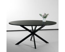 Eettafel ovaal 160cm Rato zwart ovale tafel MDF eetkamertafel