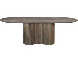 Eettafel Ovaal 200cm - Bruine Tafel - Mangohout - Japandi Stijl - Eettafel Ava - Giga Meubel