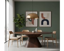 Eettafel ovaal 200x110 cm - Industrieel Espresso Mangohouten tafelblad - Stoere eetkamertafel met conisch houten onderstel - Medahomestore Jagger Deluxe