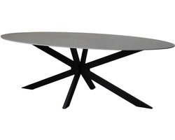 Eettafel ovaal 210cm Figo marmerlook grijs ovale tafel steen