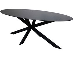 Eettafel ovaal 210cm Figo marmerlook zwart ovale tafel steen