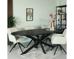 Eettafel ovaal 210cm Rato zwart ovale tafel