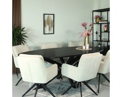 Eettafel ovaal 210cm Rato zwart ovale tafel MDF eetkamertafel