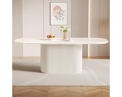 Eettafel ovaal 220 cm – Moderne ovale eettafel crème wit & beige – HomeByNicole design keukentafel – Luxe eetkamertafel voor woonkamer & keuken – Stabiel, duurzaam & eenvoudig te monteren – Ovale designtafel met afgeronde hoeken