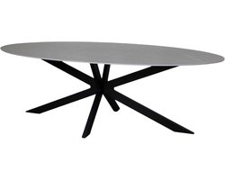 Eettafel ovaal 235cm Figo marmerlook grijs ovale tafel steen