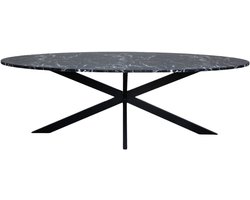 Eettafel ovaal 240cm Jovi marmer zwart ovale tafel MDF eetkamertafel