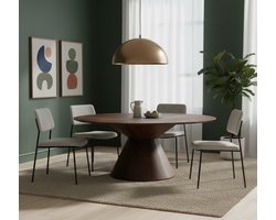 Eettafel ovaal 240x110 cm - Espresso Mangohout - Industrieel design eetkamertafel met conisch onderstel - 8 tot 10 personen - Industrialhome Hudson Deluxe