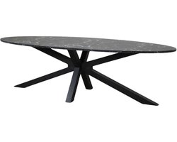 Eettafel ovaal 260cm Jovi marmer zwart ovale tafel MDF eetkamertafel