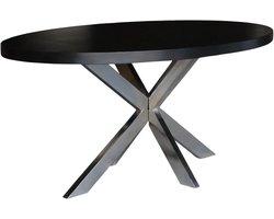 Eettafel Ovaal - Eettafel Mangohout - Gezellig Tafelen - Zwart Zilver Onderstel - 160 cm - Niet gespecificeerd