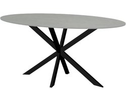 Eettafel Ovaal - Eettafel Marmerlook - Gezellig Tafelen - Duurzaam Sintered Stone - 160cm - Grijs