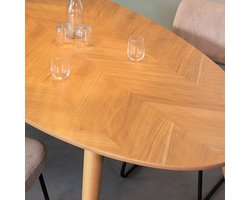 Eettafel Ovaal Eiken 240x110 cm – Scandinavische Eettafel 6 Personen – Naturel Kleur – Vissengraat Tafelblad – Massief Hout – Industrialhome Inessa