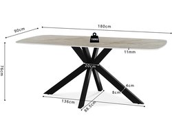 Eettafel - Ovaal - Glanzend - Beige