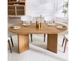 Eettafel ovaal - Keukentafel met Houten Blad en Poten - Eetkamertafel Voor 4-6 Personen -180x90x75,5 cm (LxBxH)